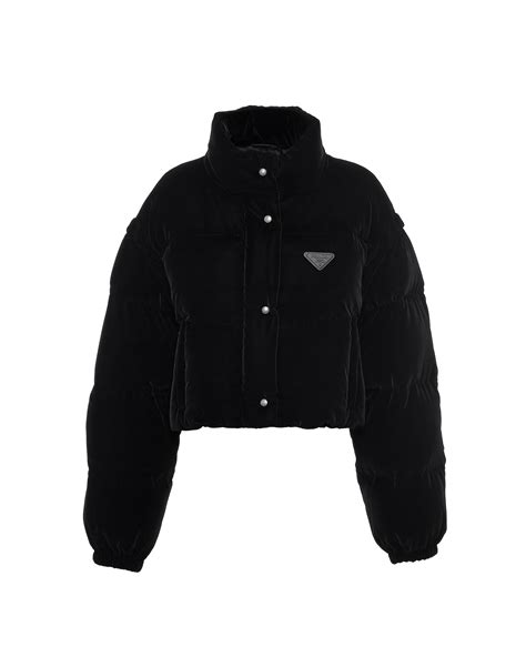 prada black womens coat|black prada puffer jacket cropped.